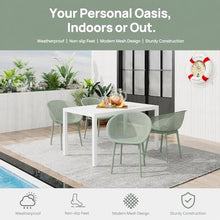 Trygoal 5-Piece Indoor/Outdoor Bistro Set, Weatherproof Patio Furniture Set with Rectangular Slatted Table & 4 Mesh Chairs, Modern Lounge Chairs with Non-Slip Feet for Balcony, Backyard, Pale Green