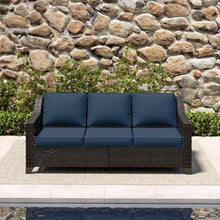 MeetLeisure Luxury 3 Seater Outdoor Patio Couch with Handwoven PE Wicker