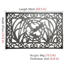 GTPBAO Heavy Duty Cast Iron Doormat, 23.2×14.6 in, Rectangle Non-Slip Entrance Shoe Scraper Mat for Garden Patio, Vintage Dragonfly Design