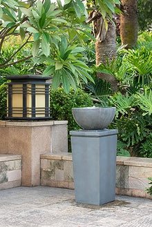 Zen Garden Fountain - 35.5" Gray Polyresin Bowl Water Feature for Patio, Lawn, Birdbath