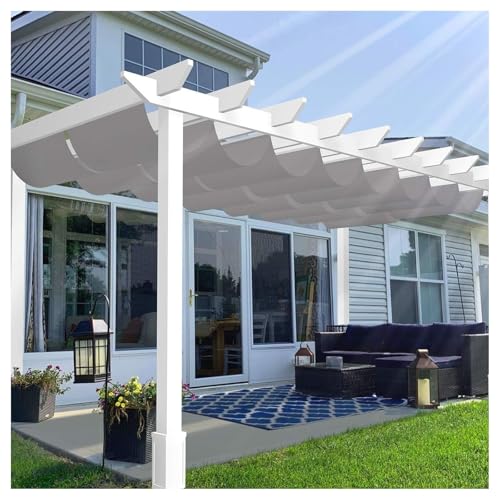 Retractable Sun Shade Canopy, Breathable Wave Awning，Pergola Sliding Cover high-Density Polyethylene Fabric, Wave Shade sail for Patio Garden Backyard Deck Trellis(W3.2*L15m/W10.50*L49.21ft)