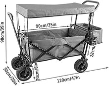 Outdoor Folding Utility Wagon All-Terrain Wheels Garden Wagon Shopping Cart Trolley with Brake Heavy Folding Cart with Roof Load-Bearing 85kg/187lbs (Color : Style 2)