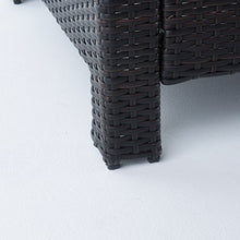 GDFStudio Outdoor Wicker Loveseat & Table with Water Resistant Cushions Brown/Beige