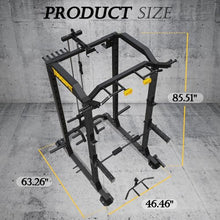 ToughFit 2024 Upgraded T2 Power Cage Multi-Function Power Rack with Lat Pulldown System Squat Rack Black