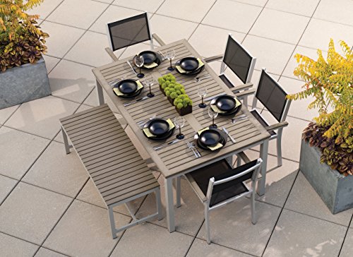 Oxford Garden Travira 6-Piece Dining Set with Vintage Tekwood and Sling Seats Black