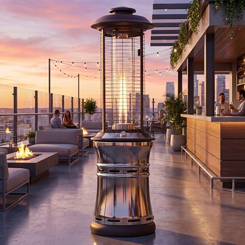 LAVA HEAT ITALIA Ember 70-Inch Collapsible Patio Heater, Liquid Propane Lounge Heater in Gunmetal, Foldable Italian-Designed Outdoor Heater for Rentals, Events, and Residential Patios