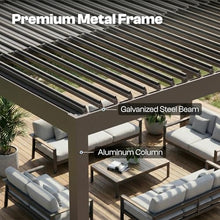 Patio Kingdom 10' x 10' Louvered Pergola Outdoor Aluminum Pergola Kit with Adjustable Roof, All-Weather Metal Gazebo with Drainage System for Patio, Deck, Garden and Backyard Shade, Brown
