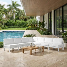 Outdoor Escape White Fabric Patio Modular Sectional, Weatherproof Cushions, 120X120 Inch, Contemporary Style, Ideal for Relaxing and Entertaining
