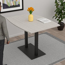 4 Person Harmony Series Standing Height Small Boat-Shaped Bistro Table with Matte Black Double Metal Base | Modern for Offices, Breakroom | Scratch-Resistant | Natural Eucalyptus - 45"d X 60"w X 43"h
