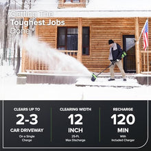 Greenworks 40V 12in Brushless Snow Shovel with LED Light, Directional Chute Control, and Enclosed Battery Cover with 4.0Ah Non-USB Battery and 2A Single Port Charger