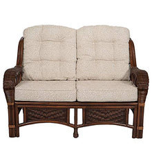 Wickerix Alexa Living Sofa/Loveseat Dark Walnut Color Natural Rattan Wicker Handmade Design with Cushion