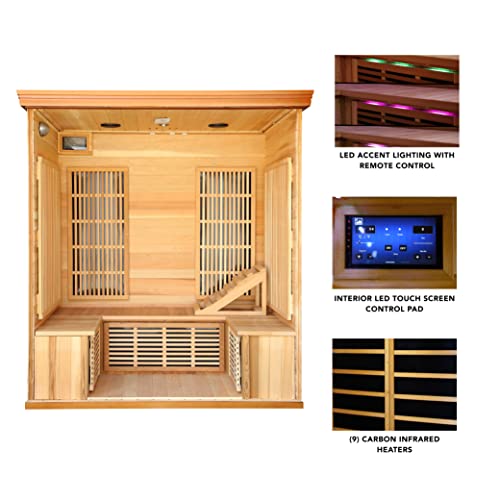 Blue Wave Radiant Saunas BSA1315 Cedar Elite 3-4 Person Infrared Sauna Wood