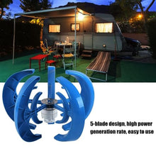 48V,HYZHANHONG 10000W Vertical Axis Wind Turbine Generator, 5 Blades Wind Turbine Kit 2M/S Wind Speed Starting Wind Power Generator for Home, Camping -Blue