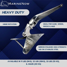 MarineNow Stainless Steel AISI 316 CQR Boat Anchor 33 LBS