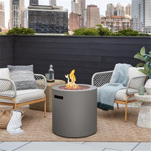 Pemberly Row 24" Round Propane Fire Pit Table, Stainless Steel Burner, Mist Gray Finish, Adjustable Flame Height, Weatherproof CSA Certified Outdoor Patio Gas Fireplace