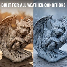 OLOMA Winged Sitting Gargoyle Concrete Statue Outdoor Mythical Creature Sculpture Gothic Beast Garden Ornament Medieval Lawn Patio Decor Weather Proof Accent Decor Fantasy Cement Figurine