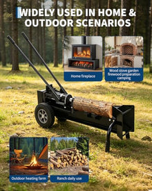 GarveeTech 12 Ton Manual Hydraulic Log Splitter with Dual-Speed Pump, Portable Wood Splitter Featuring Upgraded Mountain Tires & Stable Stand for Home, Garden, Camping and Farm Use