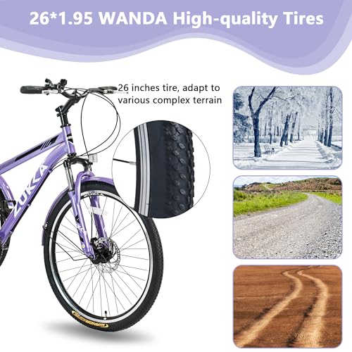 KOZYSFLER Ultimate Comfort 7-Speed Adult Tricycle 26-Inch Wheels Purple