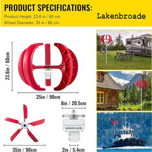 Lakenbroade 15000W/20000W Wind turbines,12V/24V Wind Turbine Generator Vertical Garden Boat Wind Motor with Controller with Controller for Hybrid Wind Solar,15000W-24V