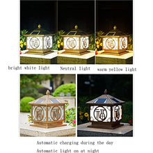 VELLOW Solar Post Lights,Creative Personality Courtyard Wall Head Column Lamp Lantern,Outdoor Waterproof LED Garden Landscape Stigma Lamps,Tri-Color Dimming LED Pillar Light,Decoration Solar Lighting