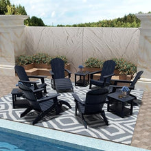 WestinTrends Tuscany 6 Person Folding Adirondack Seashell with Side Table and Folding Ottoman, Navy Blue