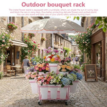 Hubxinly Outdoor Flower Cart with 18 Buckets Heavy Duty Rolling Display