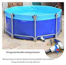 Pool Above Ground, Canvas Fish Pond Pool with Metal Bracket Round Large Fold Aquarium Children's Pool Fish Tank for Koi Culture Agricultural Irrigation (Color : Blue, Size : 2x1m)