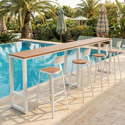 Outdoor Bar Table Weather Resistant Extra Long Patio Bar 47.2"-102.4"