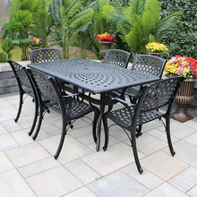 Oakland Living Modern Ornate Outdoor Aluminum Patio Dining Set with Six Chairs Black
