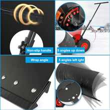 Snow Shovel for Snow Removal, Heavy Duty Rolling Snow Plow Shovel Pusher Manual Snow Truck with Adjustable Extension Handle Adjustable