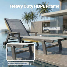 Outdoor HDPE Chaise Lounge Chairs Set of 6, Textilene Pool Loungers