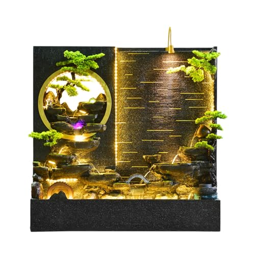 6.72 Ft Tall Elegant Zen Garden Indoor Water Fountain with LED Lights, Mist Maker, and Simulated Bonsai Trees - Outdoor, Garden, Yard, Entryway Decor Waterfalls (2645)(2650)