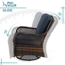 PHI VILLA Oversized Outdoor Swivel Rocker Chairs Set 3 Piece Navy Blue
