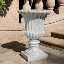 GDFStudio Antique White 26" Urn Planter – Handcrafted MGO Decorative Planter for Indoor Outdoor Use – Classic Garden Patio Living Room Flower Pot, 18.75"x18.75"x26.25", Sturdy, No Assembly Required