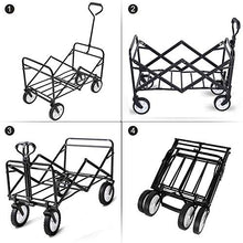 Collapsible Folding Garden Outdoor Park Utility Wagon Picnic Camping Cart for Outdoor Garden Beach Park Sping Festival Camping Gardening Concerts Pets 80kg/176lbs MAX Load (H:Brown)
