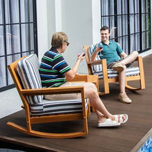 Cambridge Casual Newport Deep Seating Rocking Chair Set of 3 with Stripe Cushion, Includes 2 Rocking Chairs and Side Table, Removable Cushion, Perfect for Poolside, Backyard, Balcony, or Sunroom