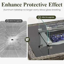 Propane Fire Pit Table, 44" Outdoor Gas Fire Pit with Glass Wind Guard & Waterproof Cover