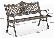 Rsmmpqa Park Terrace Bench Outdoor Bench, Weatherproof Cast Aluminum Retro Garden Bench, Decorative Lawn Benches 2-3 Seat Bench
