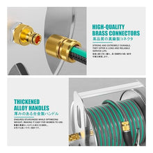 HBOOMOEM Portable Wall/Floor Mounted Metal Water Hose Reel，Water Hose Storage Rack with 360° Rotatable Handle，Suitable for Outdoor Yards, Patios, Homes, Driveways.(Water Gun Type,40m)