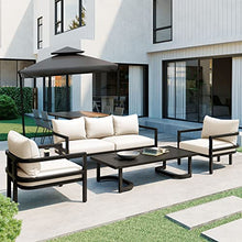 Miscoos Outdoor Patio Furniture Sofa Set 4-Piece Style 1 White