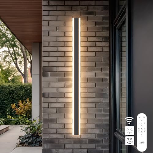 MOD LIGHTING Haylen Sensor | Waterproof Outdoor Wall Light with Dawn-to-Dusk Sensor, Remote Control for Colour Temperature 3000K-6000K & Brightness, Long Patio Lights, Exterior Sconce, 1-Pack (79")