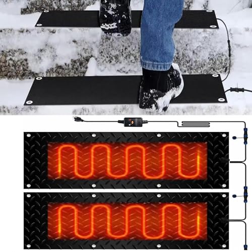 AMHUKIP Electric Snow Melting Mats for Outdoor Use - for Sidewalks, Stairs & Roofs - Efficient Snow Removal Solution(40x120cmx2Pcs)