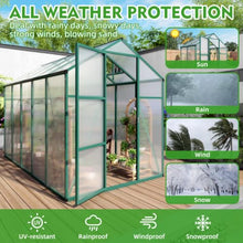 Walk-in Greenhouse with Adjustable Roof and Built-in Gutter System for Backyard, Lawn, Outdoor Plant Tent with Aluminum Alloy Frame and Sliding Door for Growing Plants, Flowers