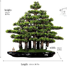 LSHAOBO Artificial Tree Bonsai Realistic Cypress Moss Small Pavilion Ceramic Villain Chinese Bonsai Indoor Office Decoration