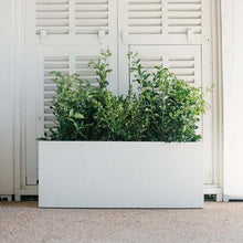 TITAN GREAT OUTDOORS Ash & Ember 15.75" Short Box Satin Ivory Planter, Lightweight Fiberstone with Weather-Resistant Finish, Modern Rectangle Planter Box for Indoor and Outdoor Plants