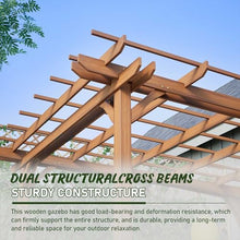 SRECELL 12x10 FT Outdoor Wood Pergola, Wooden Patio Pergola with Trellis Roof for Climbing Plants, Garden Arbor Gazebo for Patio Backyard Deck Shade Structure, Brown