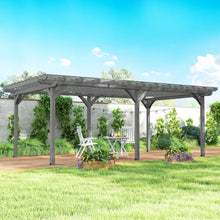 Outsunny 12' x 20' Outdoor Pergola, Wood Gazebo w/Stable Structure Gray