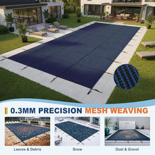 Pool Safety Cover Fits 25x45ft Rectangle Inground Pools, Triple-Stitched for Maximum Strength,Heavy-Duty Mesh for Heavy Snow & High Wind, All Seasons Pool Cover for Home & Hotel (Blue Mesh, 25x45ft)
