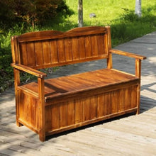 JINGSHIQIAOPL Outdoor Storage Bench Wooden, 2-Person Wood Bench Outdoor, 47'' Patio Storage Bench with 40 Gal Inner Space for Patio, Garden, Balcony, Yard(Brown)