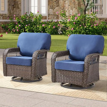 callmego Outdoor Glider Chair with Swivel Rocker Base and T-Back Cushion, 5 Inch Thick Foam for Porch Yard Seating
